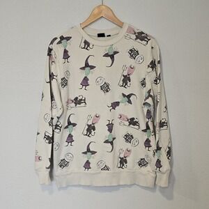 Disney Nightmare Before Christmas Sweatshirt Lock Shock Barrel Cream Sz S Fits L